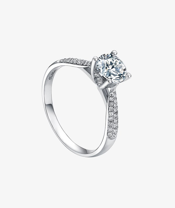 Cushion-Cut Pave Solitaire Silver Ring